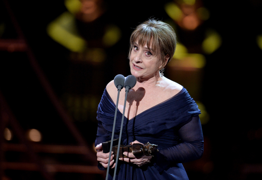 Patti LuPone accepts the Best Actress In A Supporting Role In A Musical award for "Company" on stage during The Olivier Awards 2019 with Mastercard at the Royal Albert Hall on April 7, 2019 in London, England.