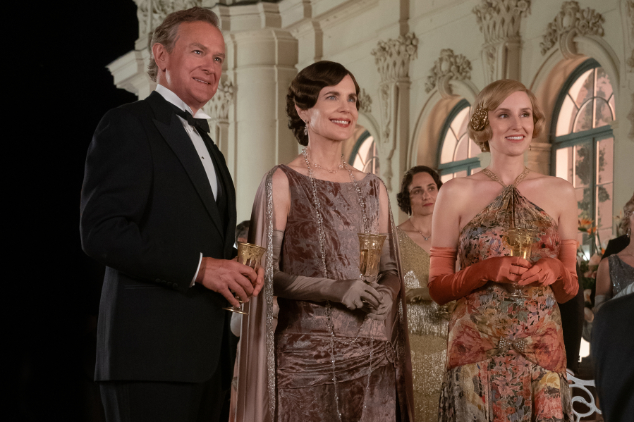 Hugh Bonneville, from left, as Robert Grantham, Elizabeth McGovern as Cora Grantham and Laura Carmichael as Lady Edith Hexham in "Downton Abbey: A New Era." (Ben Blackall/Focus Features)