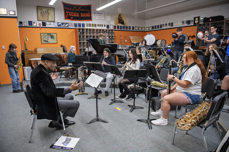 "I love my kids," said prizewinning music educator Greg McKelvey, here directing the Advanced Jazz Band at Battle Ground High School.