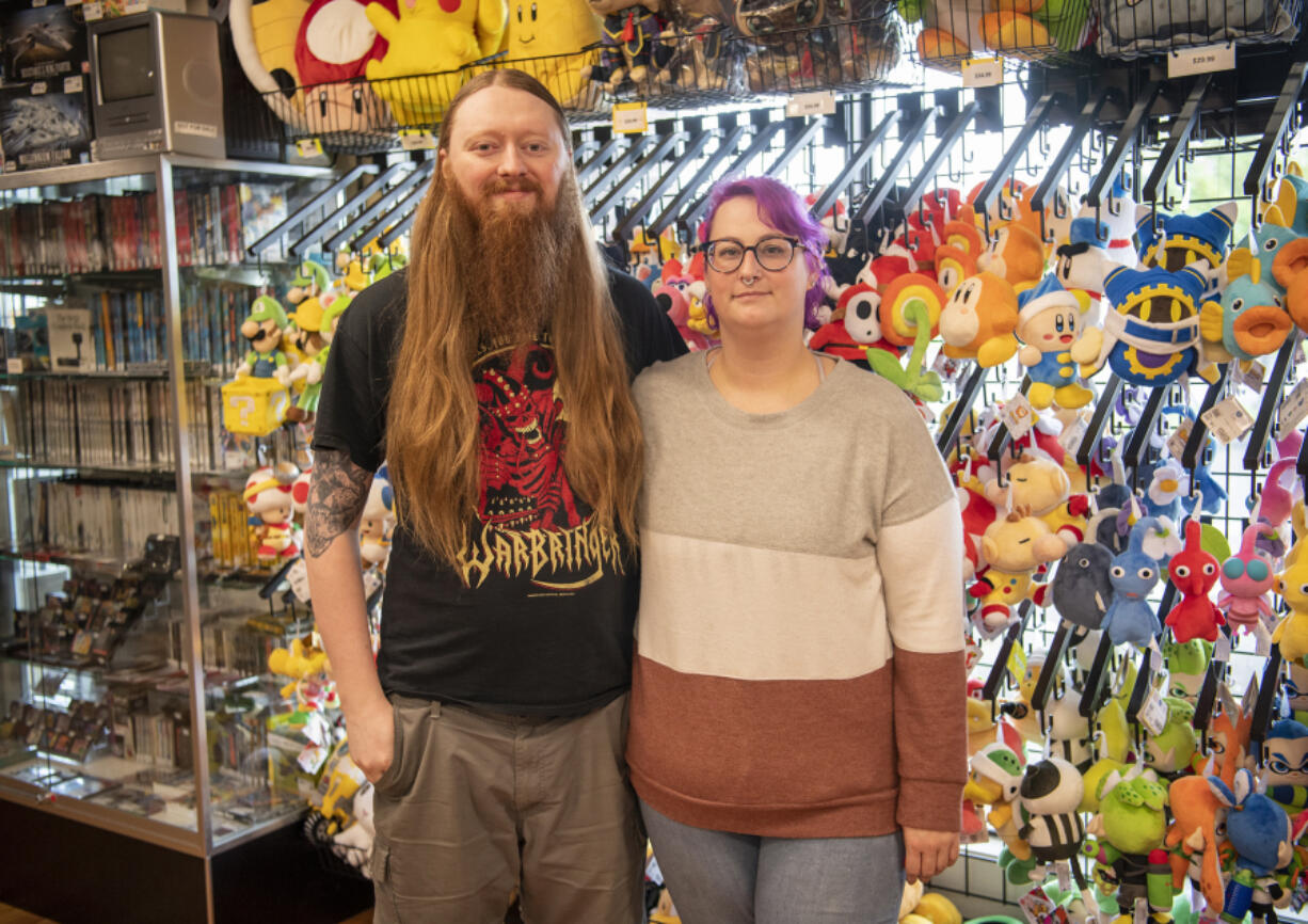 Cooper Bates and Abbey Cockreham own and run Double Jump Video Games, a video game, movie and toy store.