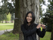 Evergreen High School senior golfer Hilary Yoon is pictured at Fairway Village Golf Course on Thursday afternoon, April 28, 2022.