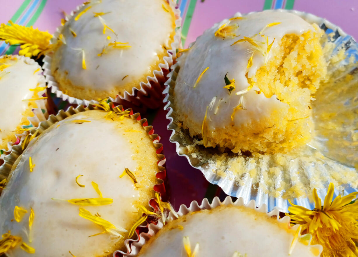 These super-moist Lemon Dandelion Cupcakes have a zingy lemon flavor complemented with a light floral note.