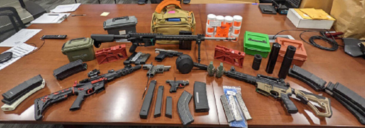 Evidence law enforcement found in the Vancouver home of Joao Ricardo DeBorba. DeBorba is facing eight counts of illegal possession of a firearm. (Photo contributed by the U.S.
