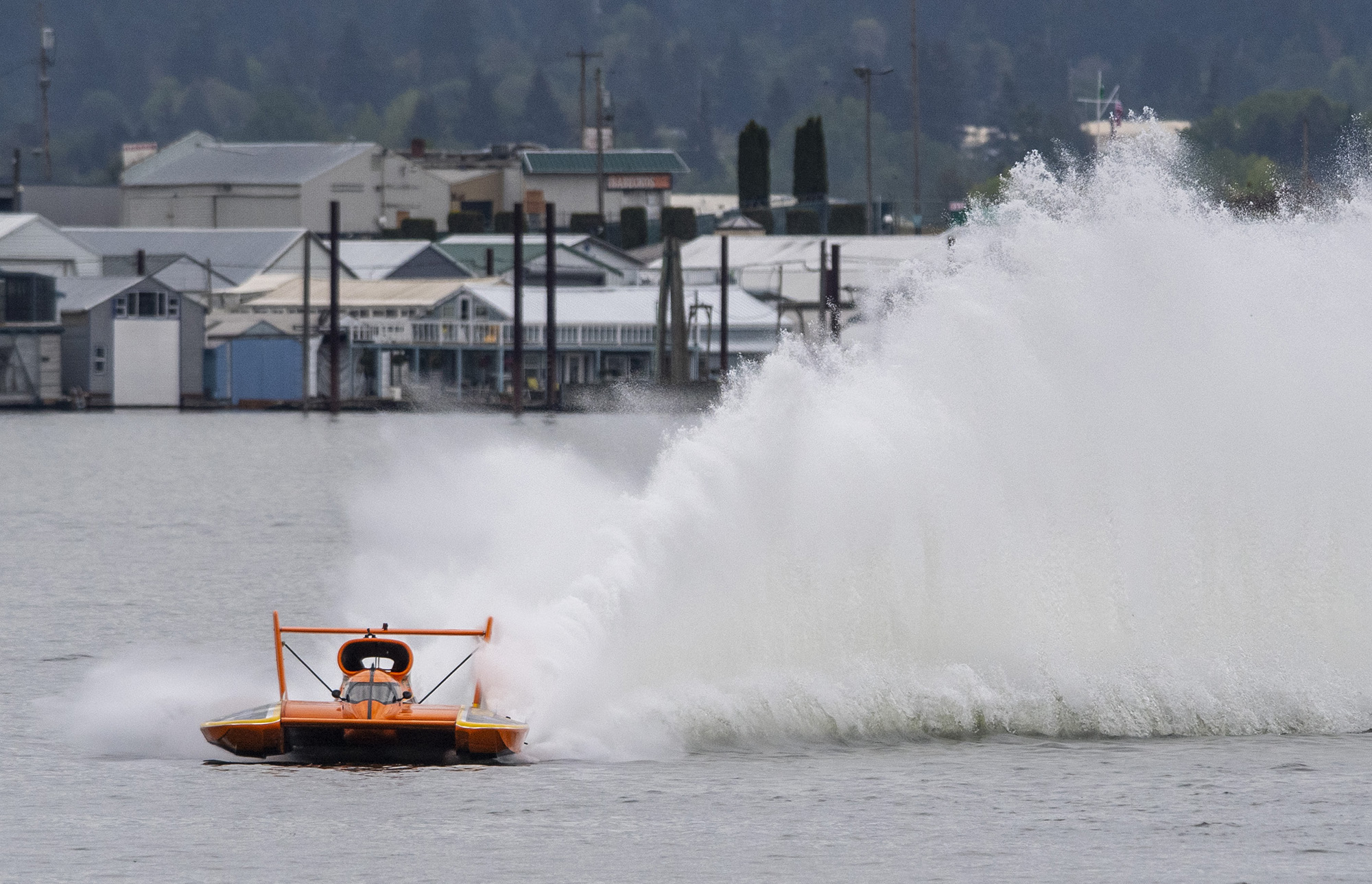 The U40 Bucket List Racing boat driven by Dave Villwock flies around a course Friday, May 20, 2022, on the Columbia River. H1 Unlimited held a hydroplane exhibition on the river Friday morning featuring four boats.