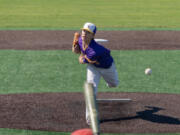 Columbia River's Sam Boyle pitches in a 2A State Baseball game on Saturday, May 21, 2022, at Propstra Stadium. Columbia River won 4-1.