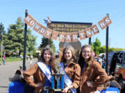 The Miss Teen La Center court was glad to be "Back in the Saddle Again" at the Hazel Dell Parade of Bands.