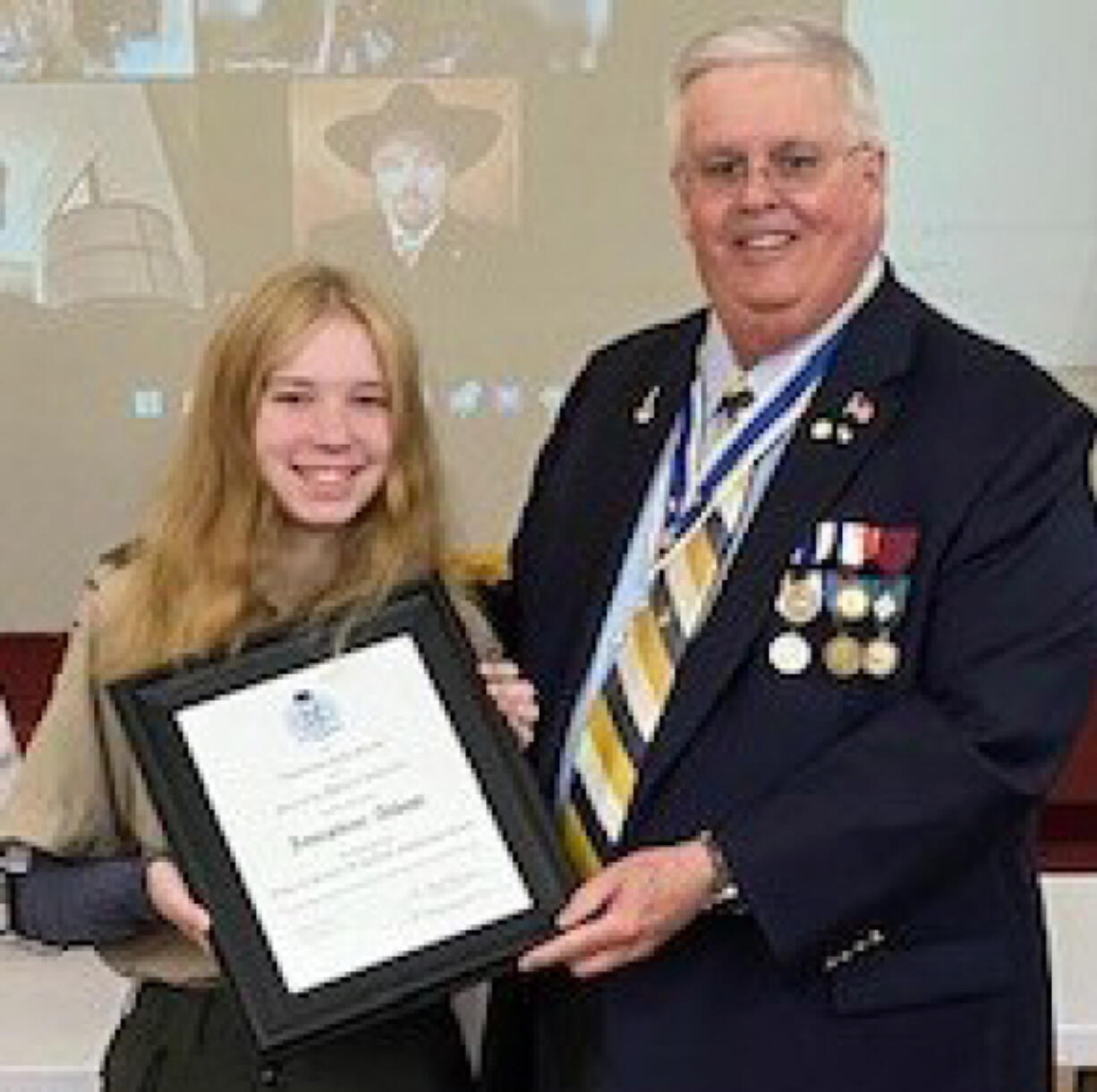 Josephine Abbott, a Seton High School freshman and Troop 5479 Eagle Scout, has won second place in the Washington State Society Sons of The American Revolution's Arthur M. & Berdena King Eagle Essay competition.