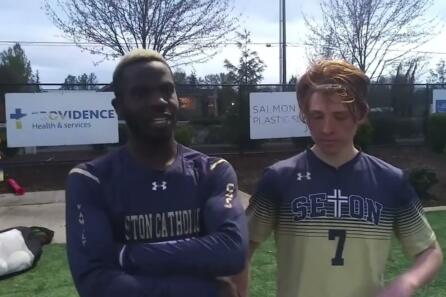Photos, highlight, interviews for Seton Catholic boys soccer win video