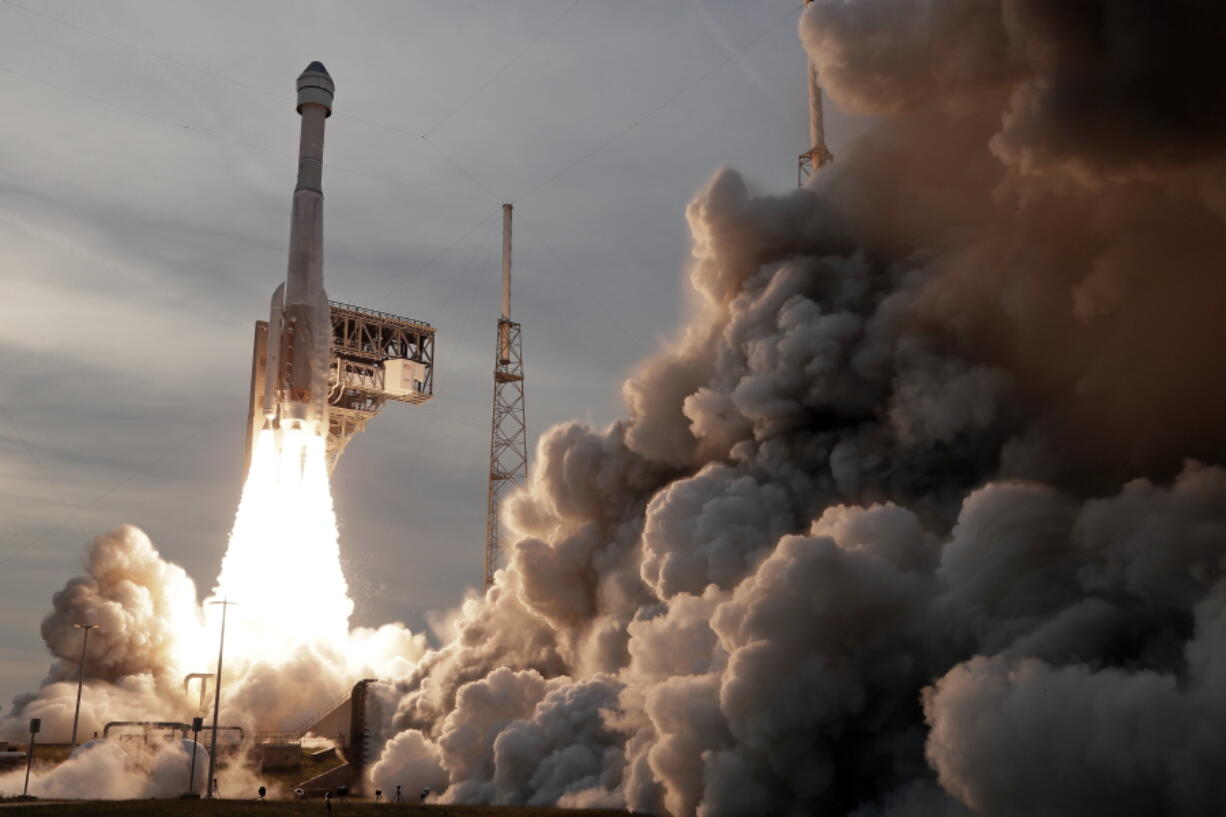 A United Launch Alliance Atlas V rocket carrying the Boeing Starliner crew capsule lifts off on a second test flight to the International Space Station from Space Launch Complex 41 at Cape Canaveral Space Force station in Cape Canaveral, Fla., Thursday, May 19, 2022.