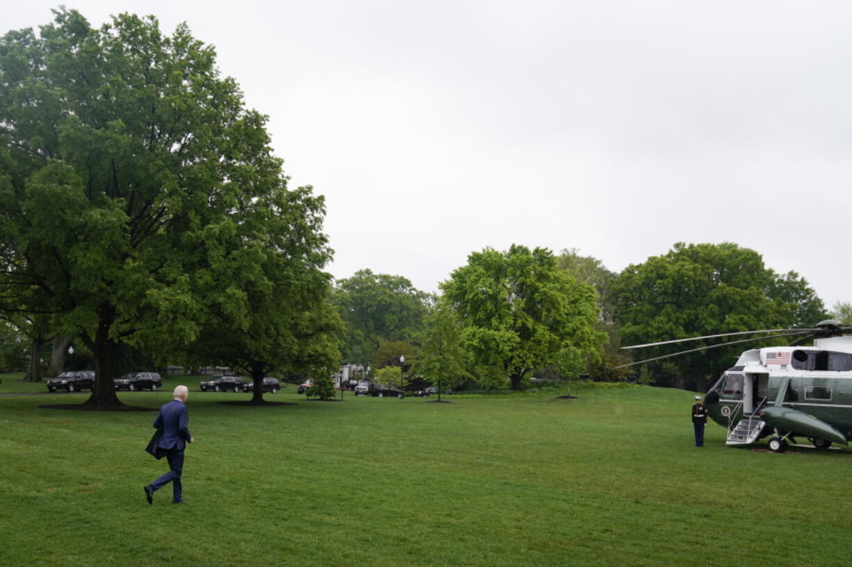President Joe Biden walks to board Marine One on the South Lawn of the White House, Friday, May 6, 2022, in Washington.