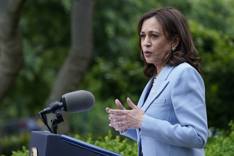 Vice President Kamala Harris speaks in the Rose Garden of the White House in Washington, Tuesday, May 17, 2022, during a reception to celebrate Asian American, Native Hawaiian, and Pacific Islander Heritage Month.