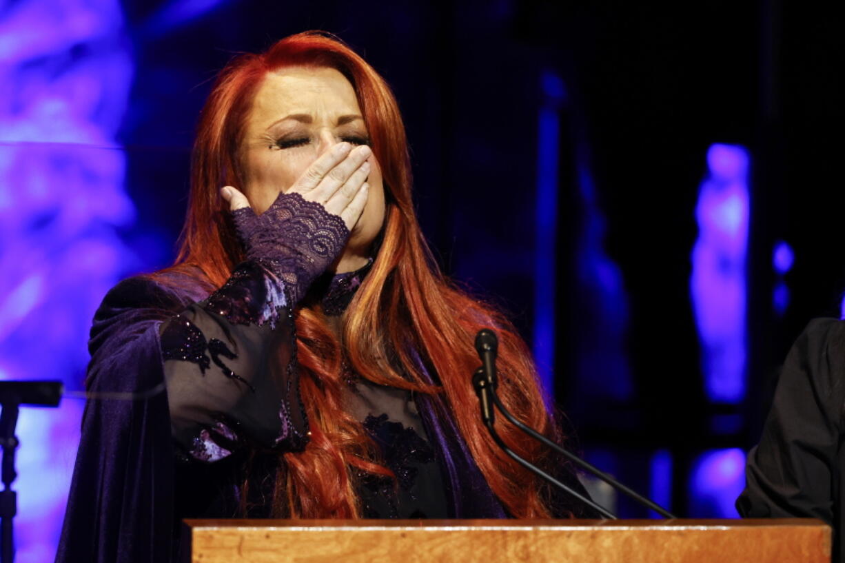 Wynonna Judd blows a kiss to attendees during the Medallion Ceremony at the Country Music Hall Of Fame Sunday, May 1, 2022, in Nashville, Tenn.