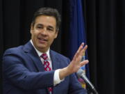 FILE - In this June 29, 2019 photo, Raul Labrador addresses members of the Idaho Republican Party at the Boise Centre in downtown Boise, Idaho. The former U.S. House member is running for state attorney general. Idaho's primary elections are Tuesday, May 17, 2022.