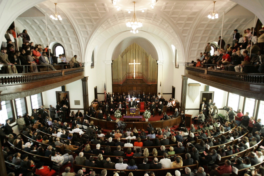 File - Then-Democratic presidential candidate Sen. Barack Obama, D-Ill., speaks at Brown Chapel AME Church in Selma, Ala., on March 4, 2007. The church tops the 2022 list of the nation's most endangered historic places, according to the National Trust for Historic Preservation.