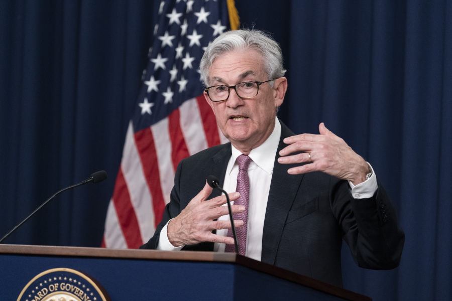 Federal Reserve Board Chair Jerome Powell speaks during a news conference at the Federal Reserve, Wednesday, May 4, 2022 in Washington. The Federal Reserve intensified its drive to curb the worst inflation in 40 years by raising its benchmark short-term interest rate by an sizable half-percentage point.