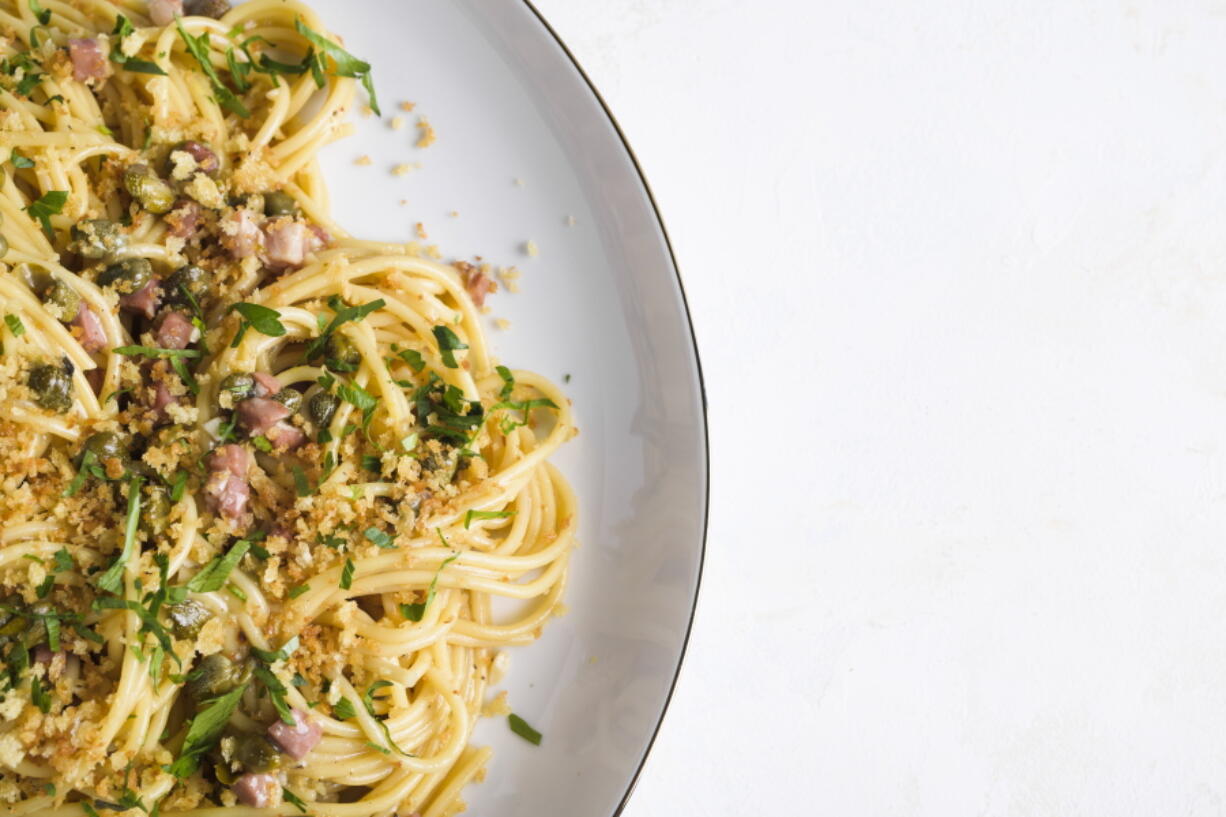 Lemon Caper Spaghetti With Pancetta and Toasted Breadcrumbs (Milk Street)