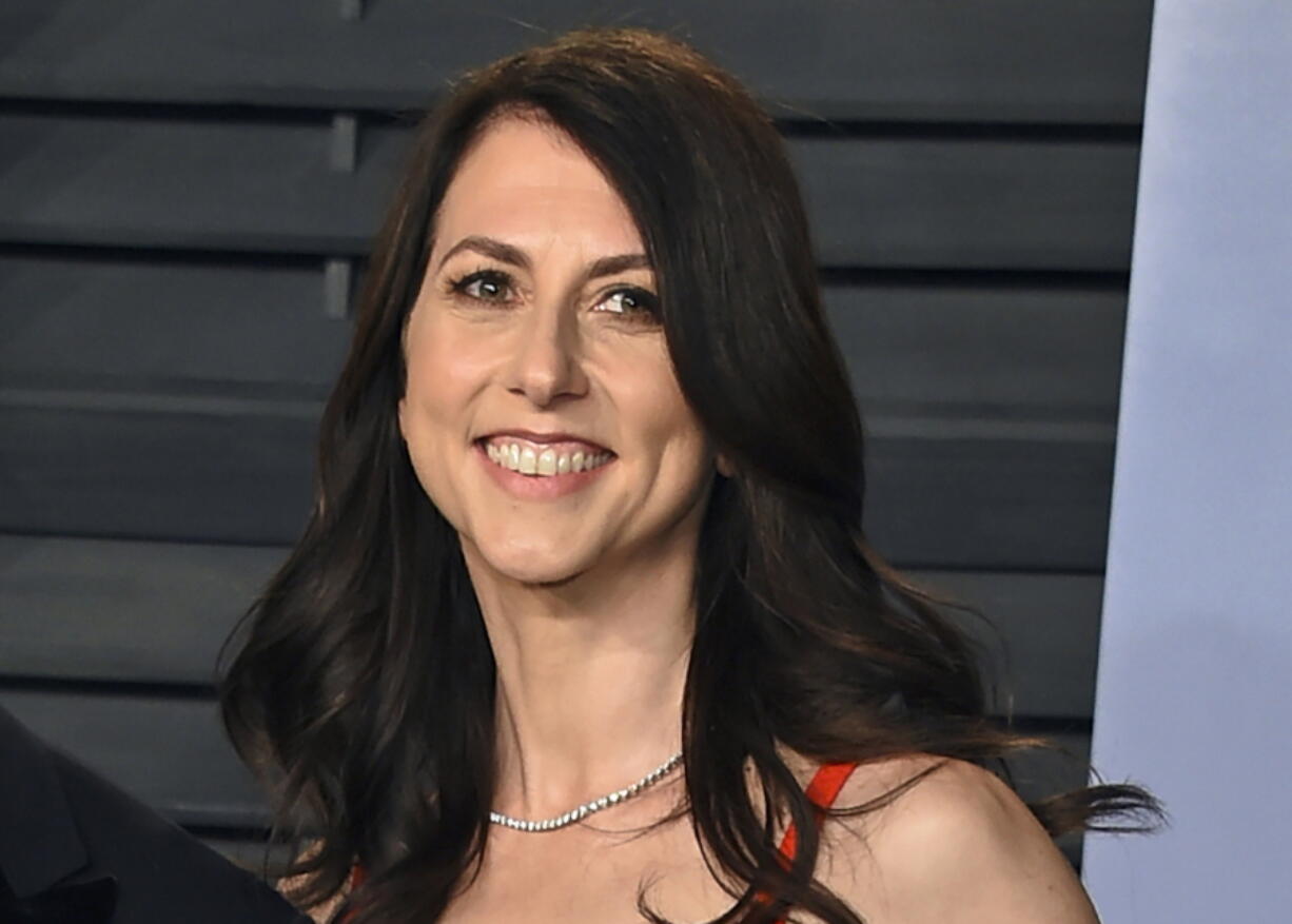 FILE - In this March 4, 2018, file photo, then-MacKenzie Bezos arrives at the Vanity Fair Oscar Party in Beverly Hills, Calif. MacKenzie Scott gave $122.6 million to Big Brothers Big Sisters of America, the national youth-mentoring charity announced on Tuesday, May 24, 2022. The gift is the latest of several the billionaire writer has given to large national nonprofits that carry out their missions through local chapters in neighborhoods throughout the country.