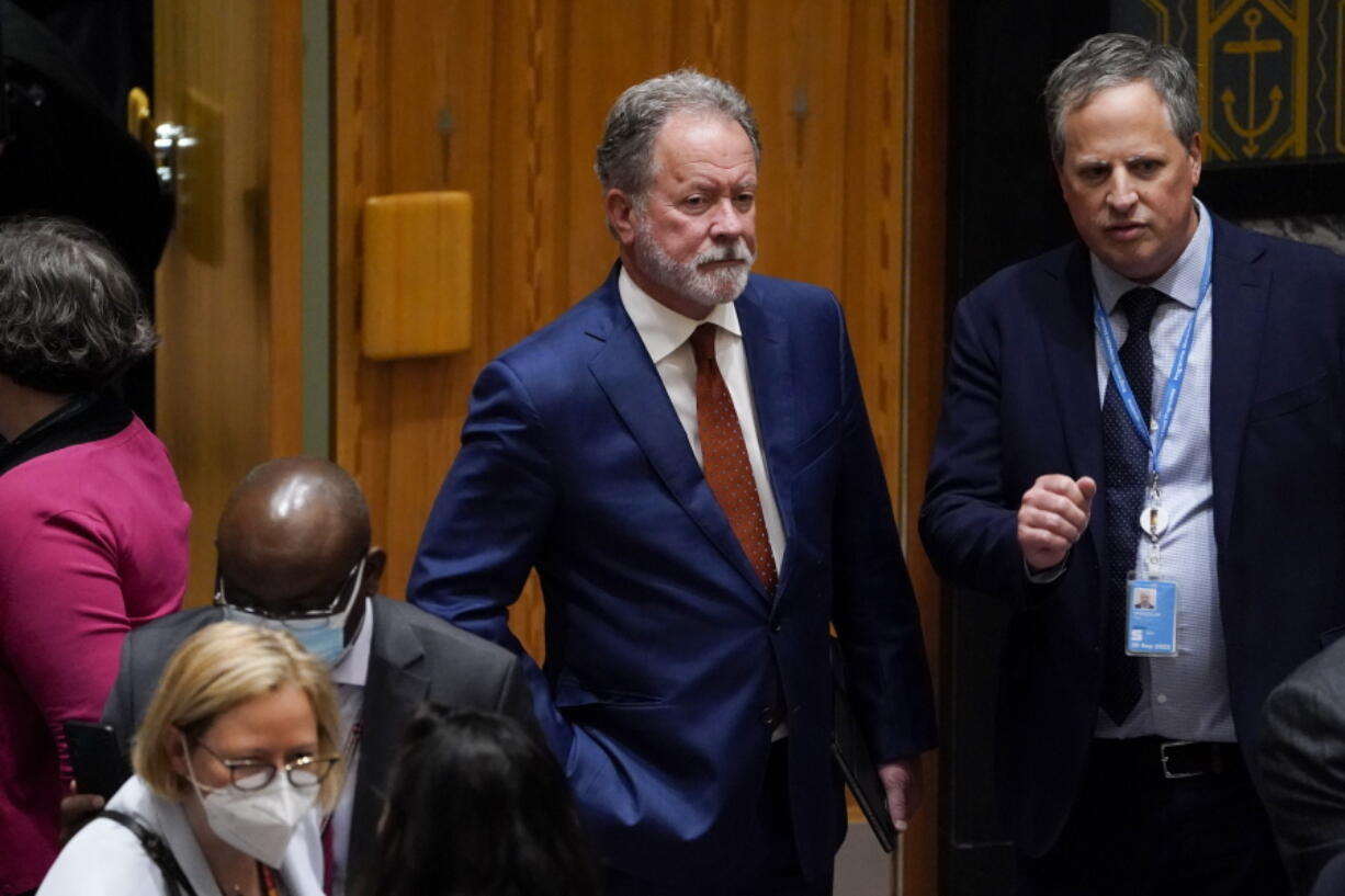 David Beasley, Executive Director of the United Nations World Food Programme, arrives to a UN Security Council Meeting on Food Insecurity and Conflict, Thursday, May 19, 2022, at United Nations headquarters.