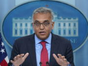 FILE - White House COVID-19 Response Coordinator Dr. Ashish Jha speaks during the daily briefing at the White House in Washington, April 26, 2022. The White House is planning for "dire" contingencies that could include rationing supplies of vaccines and treatments this fall if Congress doesn't approve more money for fighting COVID-19. In public comments and private meetings on Capitol Hill, Jha has painted a dark picture in which the U.S. could be forced to cede many of the advances made against the coronavirus over the last two years and even the most vulnerable could face supply shortages.