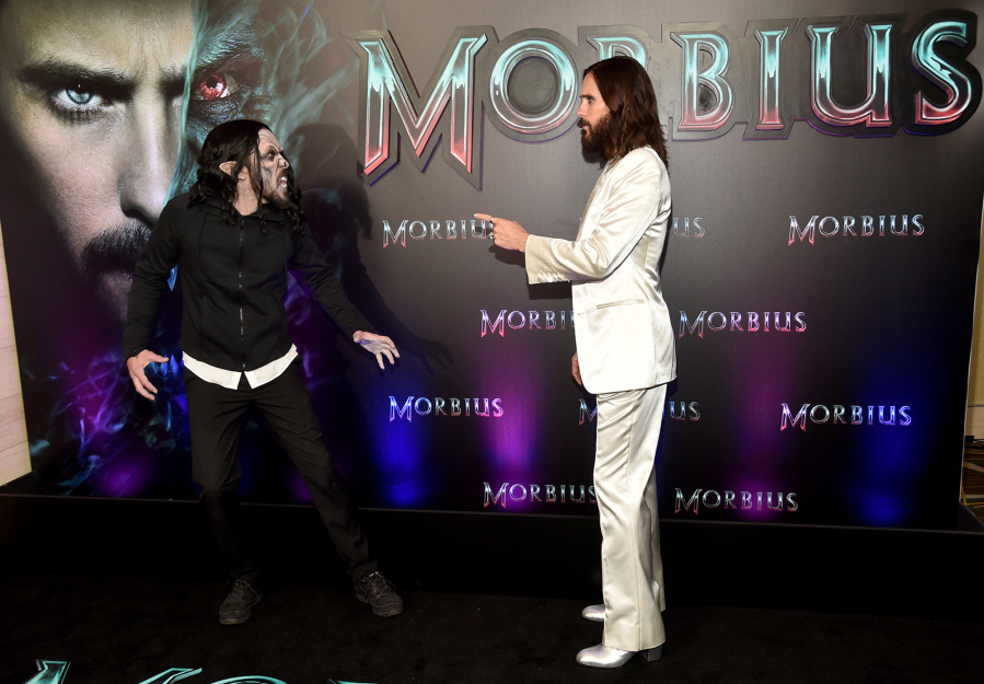 Jared Leto, right, attends a "Morbius" screening at Cinemark Playa Vista and XD on March 30, 2022, in Los Angeles. (Alberto E.