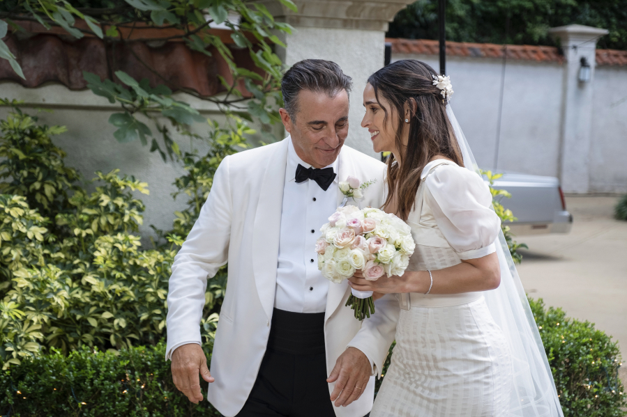 Andy Garcia and Adria Arjona in "Father of the Bride." (Claudette Barius/Warner Bros.