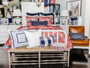 A patterned duvet is a good way to add red, white and blue decor to a home.