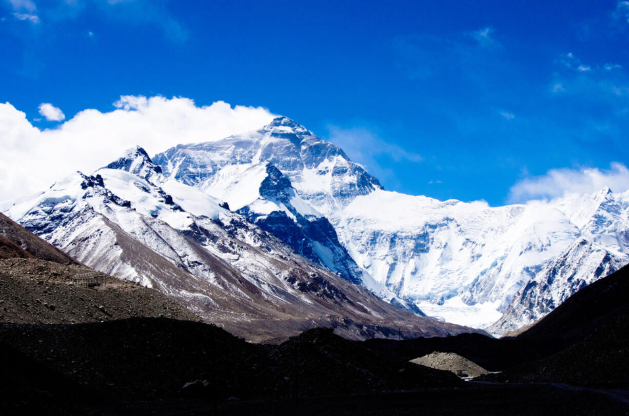 North face of Mount Everest from Mt. Everest Base Camp, Tibet, China.