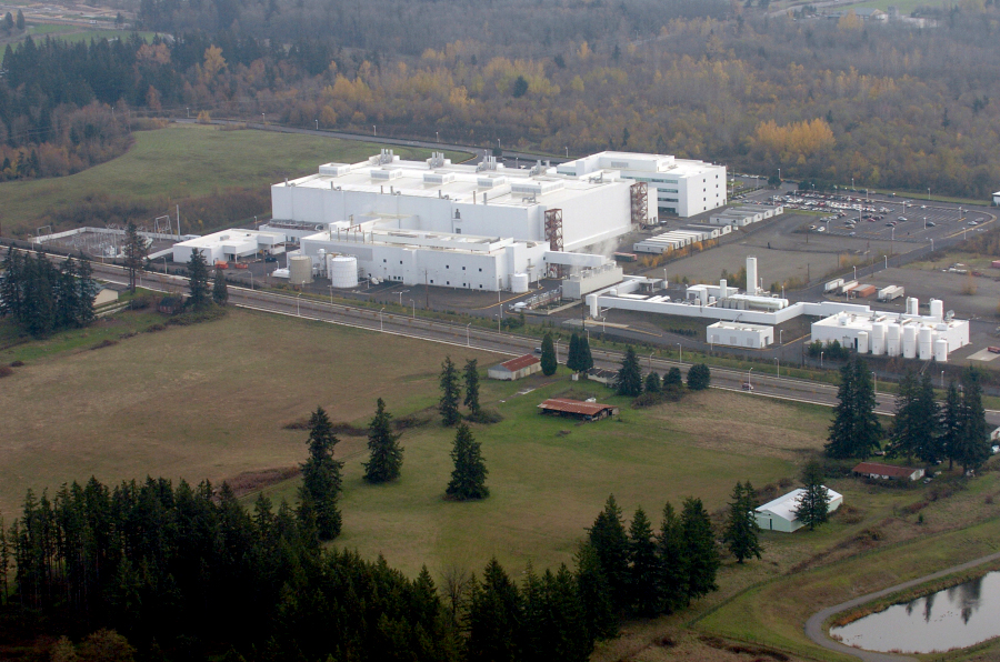 The Camas Planning Commission has approved preliminary plans for a nearly 943,000-square-foot industrial business park across Lake Road, north of WaferTech, seen here in 2006.