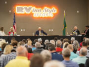 Former state senator Don Benton moderated a debate among Republican candidates for Washington's 3rd Congressional District Tuesday at Vancouver's RV Inn Style Resorts.