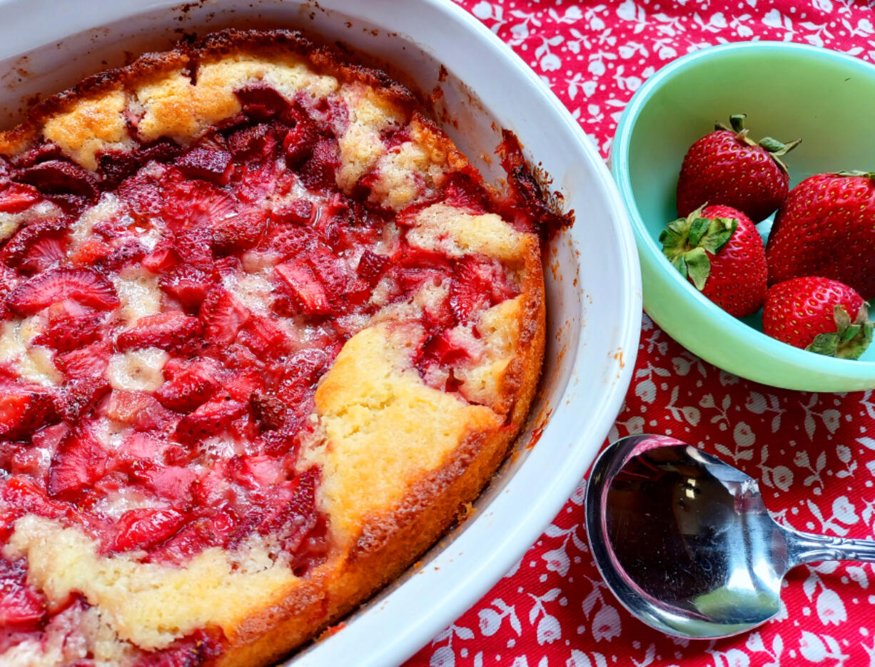 Warm, sweet and bursting with strawberry flavor, this cobbler is just the thing -- if, unlike me, you follow the directions.