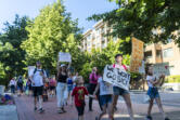 Protestors march around Esther Short Park on Friday, June 24, 2022, during a rally and march in response to the Supreme Court's decision to overturn the landmark Roe v. Wade that protected abortion access nationwide.