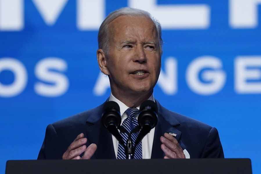 President Joe Biden speaks during the inaugural ceremony of the Summit of the Americas, Wednesday, June 8, 2022, in Los Angeles.