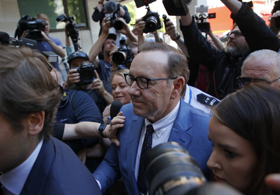 Actor Kevin Spacey arrives at the Westminster Magistrates court in London, Thursday, June 16, 2022. Spacey is appearing in a court in London on Thursday after he was charged with sexual offenses against three men. The 62-year-old Spacey is accused of four counts of sexual assault and one count of causing a person to engage in penetrative sexual activity without consent.