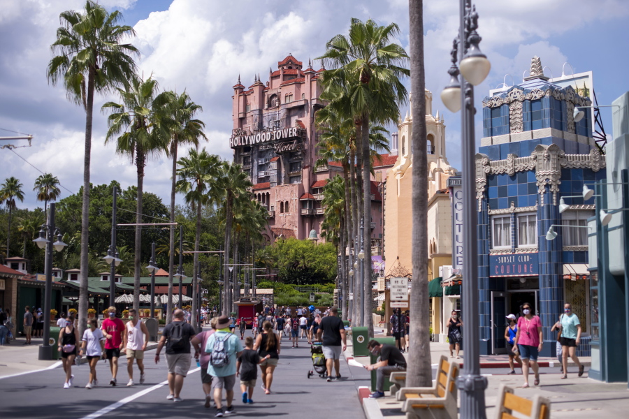 The Twilight Zone Tower of Terror is seen at Walt Disney World Resort's Hollywood Studios on Aug. 7, 2020, in Lake Buena Vista, Fla. The Walt Disney Co. is delaying by more than three years the opening of a campus in Florida to which 2,000 workers were being relocated from Southern California to work in digital technology, finance and product development. Despite being targeted in recent months by Florida Gov. Ron DeSantis and the Florida Legislature, Disney officials said Thursday, June 16, 2022 that the delay had nothing to do with any dispute with state officials.