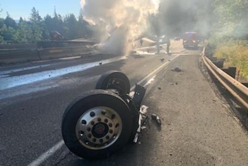 Interstate 84 is closed in Oregon between Troutdale and Hood River due to a crane truck crash.