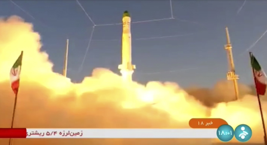 In this frame grab from video footage released Sunday, June 26, 2022 by Iran state TV, IRINN, shows an Iranian satellite-carrier rocket, called "Zuljanah," blasting off from an undisclosed location in Iran. State TV on Sunday aired the launch of the solid-fueled rocket, which drew a rebuke from Washington ahead of the expected resumption of stalled talks over Tehran's tattered nuclear deal with world powers.