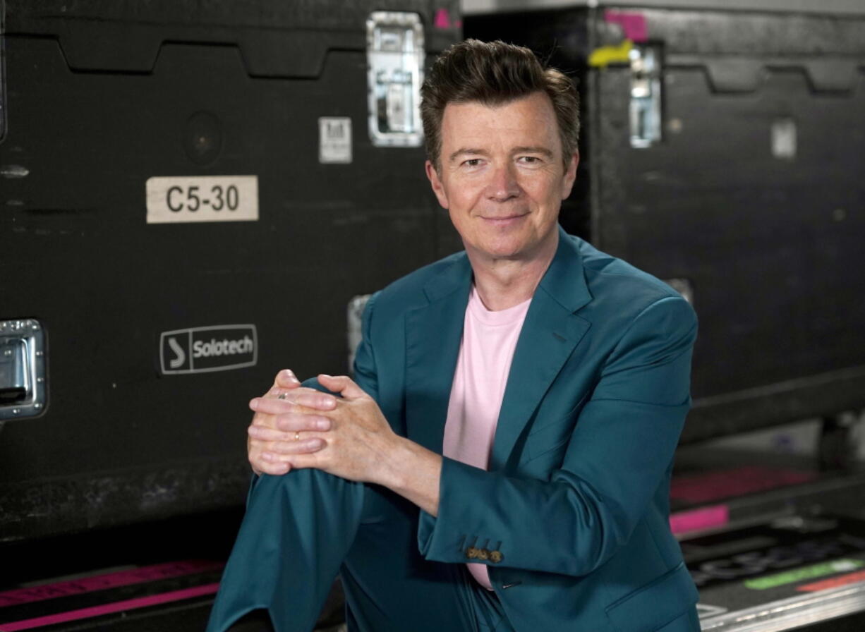 British singer-songwriter Rick Astley poses for a portrait before a concert at the Allstate Arena in Rosemont, Ill., on June 17, 2022. Astley has joined New Kids on the Block, Salt-N-Pepa, and En Vogue for the 57-date "Mixtape 2022" U.S. arena tour this summer.