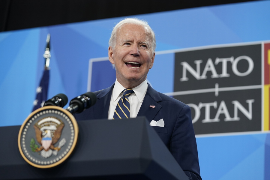 President Joe Biden speaks during a news conference on the final day of the NATO summit in Madrid, Thursday, June 30, 2022.