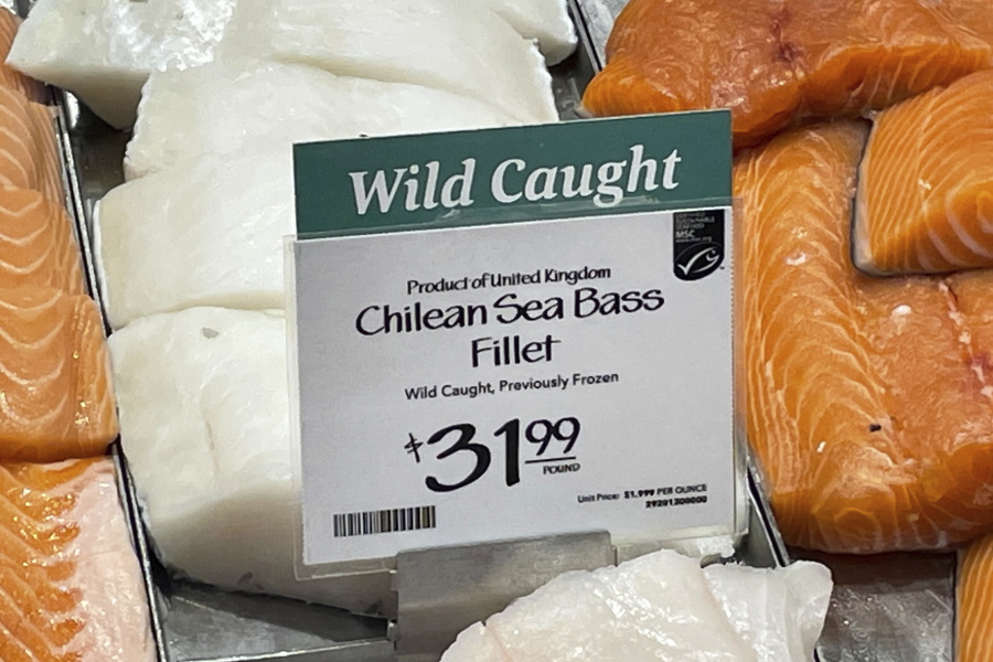 Fillets of Chilean sea bass caught near the U.K.-controlled South Georgia island are displayed for sale at a Whole Foods Market in Cleveland, Ohio on June 17, 2022. A diplomatic row is taking place near the South Pole dividing the normally allied U.S. and U.K. governments in response to provocations from Russia over catch limits of the meaty toothfish. The feud could lead to an import ban on the fish, which U.S. officials insist is being caught unlawfully in violation of rules governed by the Antarctic Treaty.