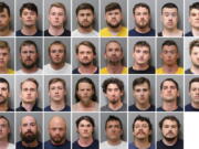 These booking images provided by the Kootenai County Sheriff'??s Office show the 31 members of the white supremacist group Patriot Front who were arrested after they were found packed into the back of a U-Haul truck with riot gear near an LGBTQ pride event in Coeur d'??Alene, Idaho, on Saturday, June 11, 2022. Top row, from left, are Jared Boyce, Nathan Brenner, Colton Brown, Josiah Buster, Mishael Buster, Devin Center, Dylan Corio, and Winston Durham. Second row, from left, are Garret Garland, Branden Haney, Richard Jessop, James Julius Johnson, James Michael Johnson, Connor Moran, Kieran Morris and Lawrence Norman. Third row, from left, are Justin O'leary, Cameron Pruitt, Forrest Rankin, Thomas Rousseau, Conor Ryan, Spencer Simpson, Alexander Sisenstein and Derek Smith. Bottom row, from left, are Dakota Tabler, Steven Tucker, Wesley Van Horn, Mitchell Wagner, Nathaniel Whitfield, Graham Whitsom and Robert Whitted.