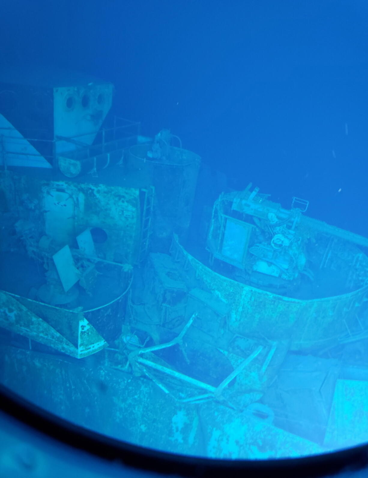 The pilot house section of the USS Samuel B. Roberts can be seen underwater Wednesday off the Philippines in the Western Pacific Ocean. The U.S.