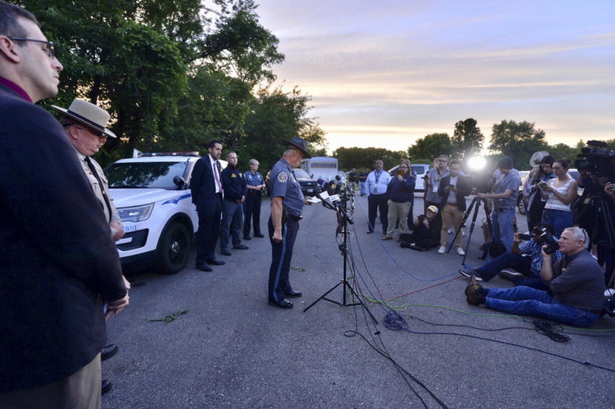 Washington County Sheriff Doug Mullendore prepares to speak at a news conference Thursday, June 9, 2022 in Smithsburg, Md. Authorities say an employee opened fire at a manufacturing business in western Maryland, leaving three coworkers dead and one other critically injured before the suspect and a state trooper were wounded in a shootout.