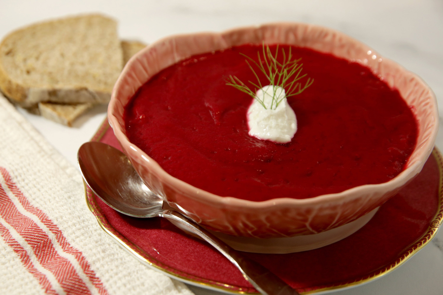 Beet-Fennel-Ginger Soup on Wednesday May 25, 2022. (Hillary Levin/St. Louis Post Dispatch/TNS) (Hillary Levin/St.