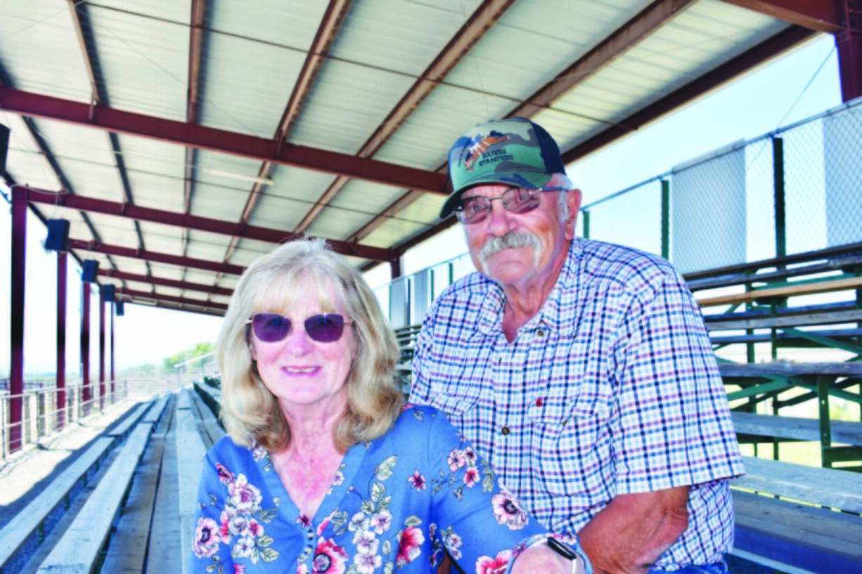 Colleen and Bill Taylor at one of their favorite places -- the Haines Stampede Rodeo grounds in Baker County, Ore., on June 28. The couple have spent more than 30 years volunteering at the rodeo and were grand marshals of the Haines Fourth of July parade Monday.