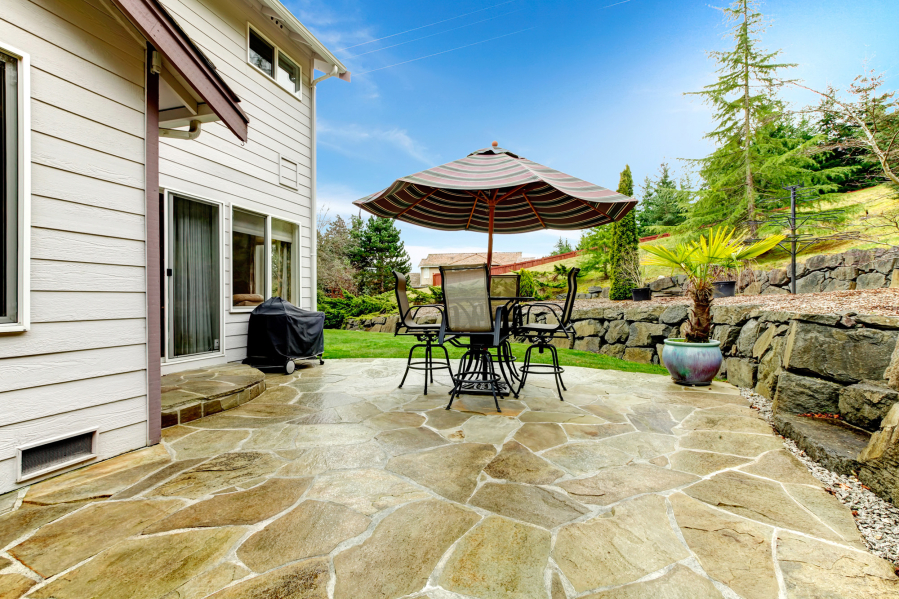 Decorative flagstones can make for a distinctive patio surface.