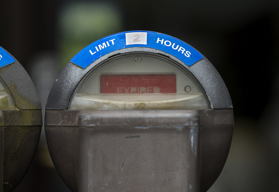 An expired parking meter is seen in downtown Vancouver  in 2017.