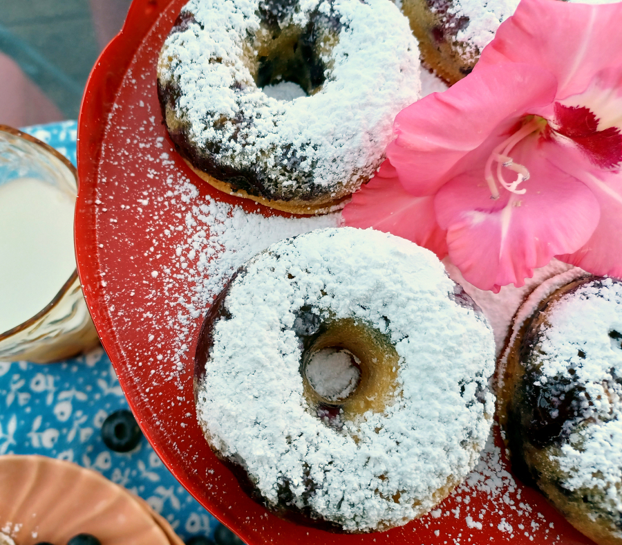 These baked blueberry donuts take full advantage of the season's fresh, locally grown berries.