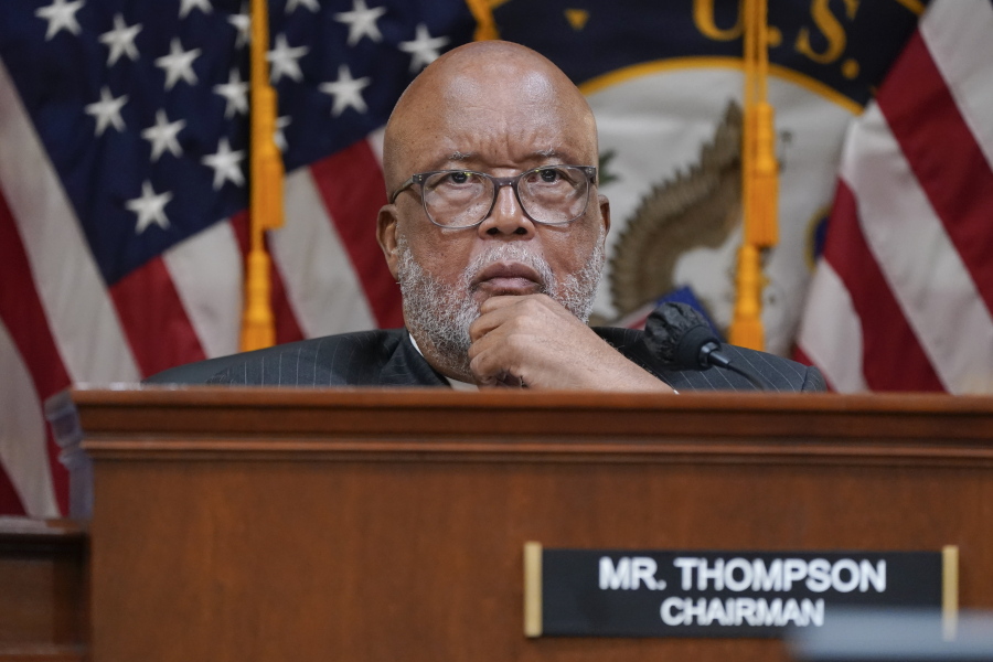 Chairman Bennie Thompson, D-Miss., listens as the House select committee investigating the Jan. 6 attack on the U.S. Capitol holds a hearing at the Capitol in Washington, Tuesday, July 12, 2022. (AP Photo/J.
