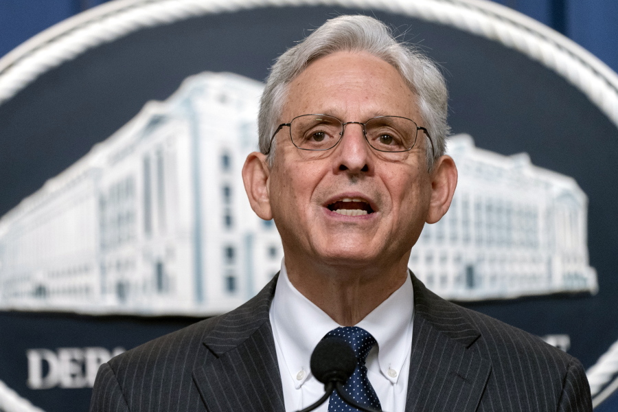FILE - Attorney General Merrick Garland speaks during a news conference at the Department of Justice, June 13, 2022 in Washington. Garland told reporters Wednesday, July 19, that "we do not do our investigations in public," and in explaining his silence on the question, called the Jan.