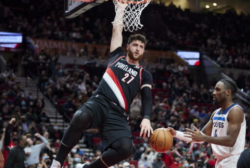 Portland Trail Blazers center Jusuf Nurkic agreed to a $70 million contract to stay with Portland on Friday, July 1, 2022. (AP Photo/Craig Mitchelldyer, File)